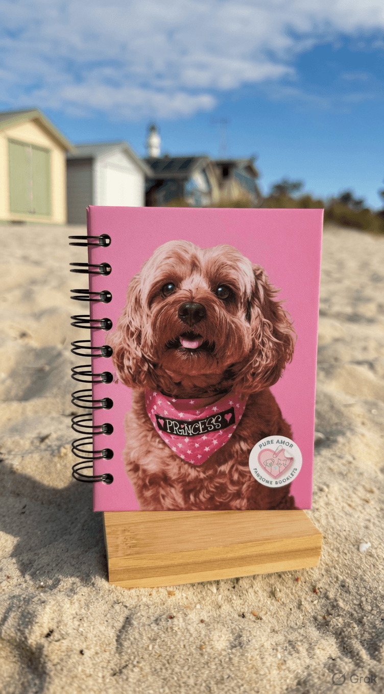 Crispe pink pet booklet photographed at the McCrae lighthouse