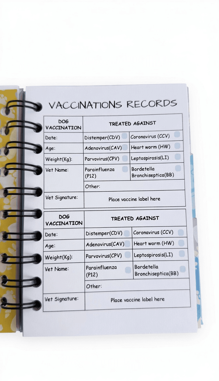 Dog vaccination record page