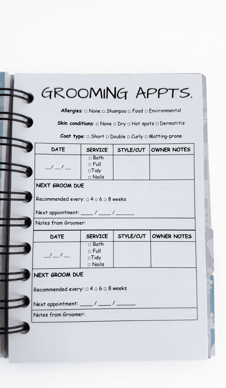 Grooming appointments record page