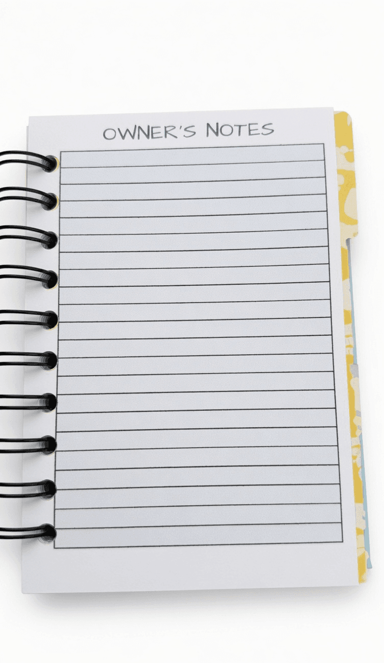 Owner's notes page