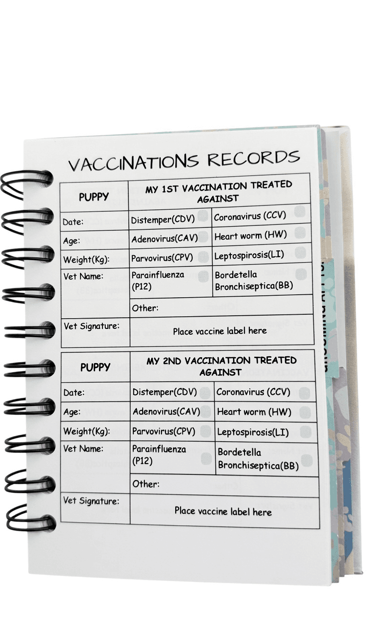 Puppy vaccination record page