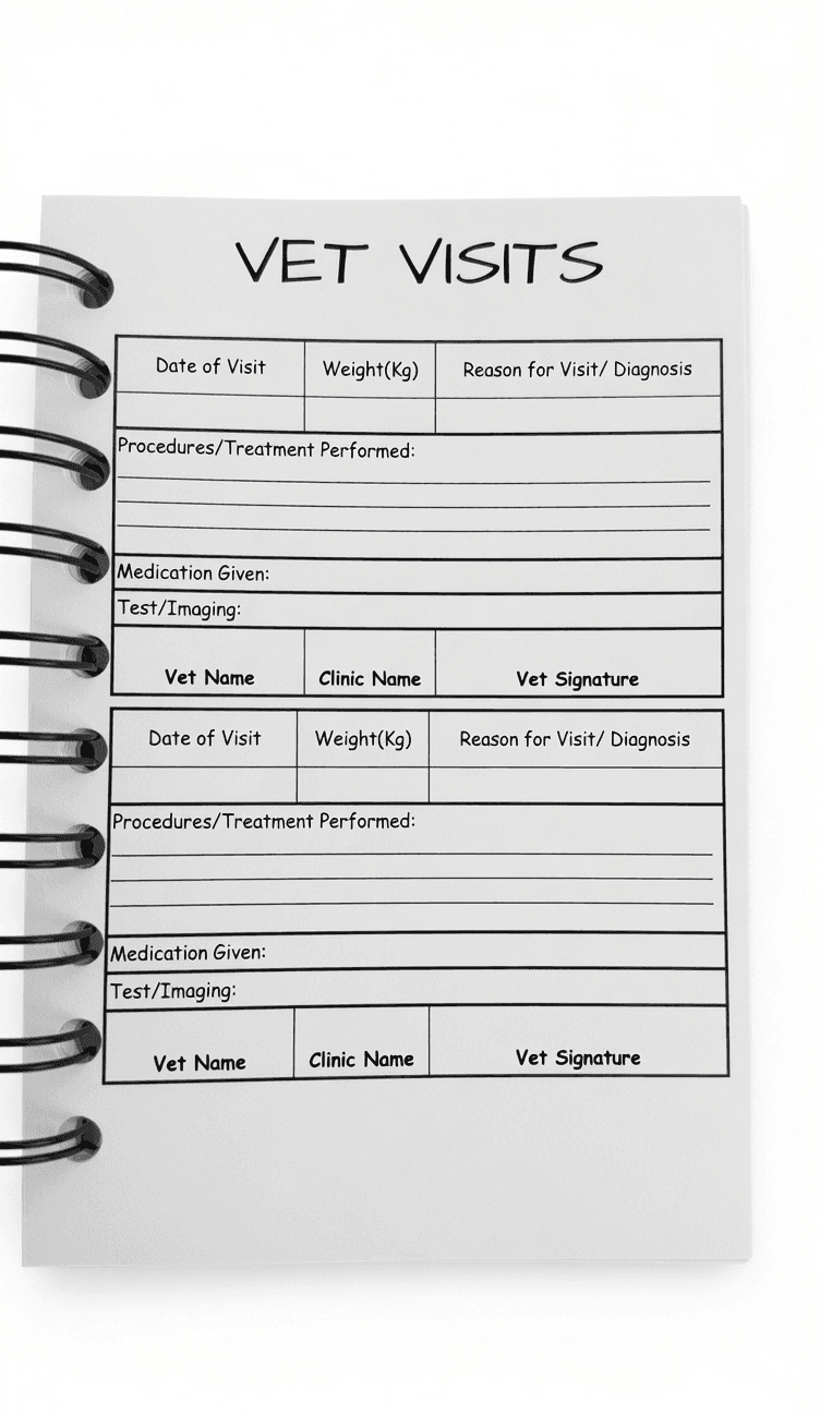 Vet visits record page
